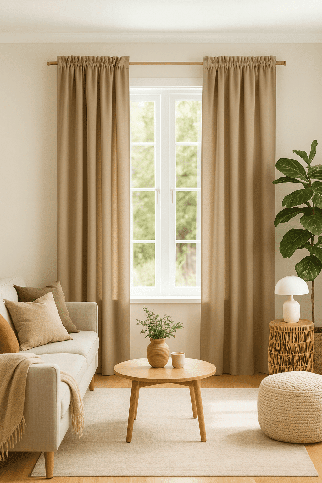 Zasłona zaciemniająca beżowa z taśmą