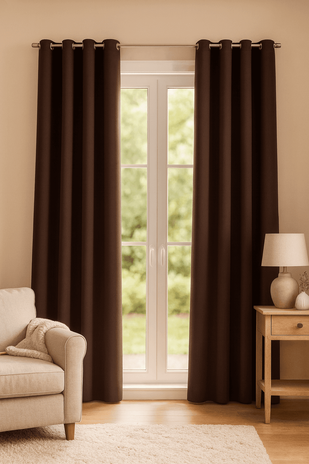 Zasłona zaciemniająca brązowa na przelotkach