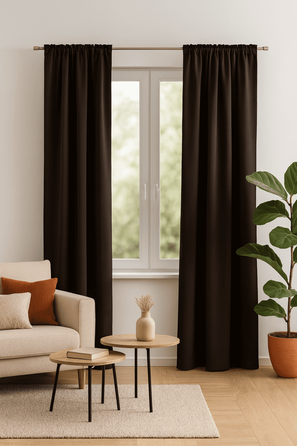 Zasłona zaciemniająca brązowa na taśmie