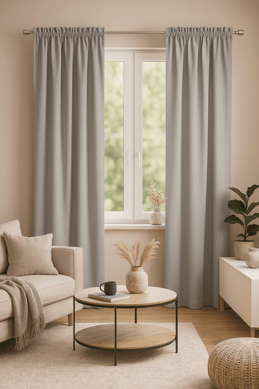 Zasłona zaciemniająca jasnoszara na taśmie