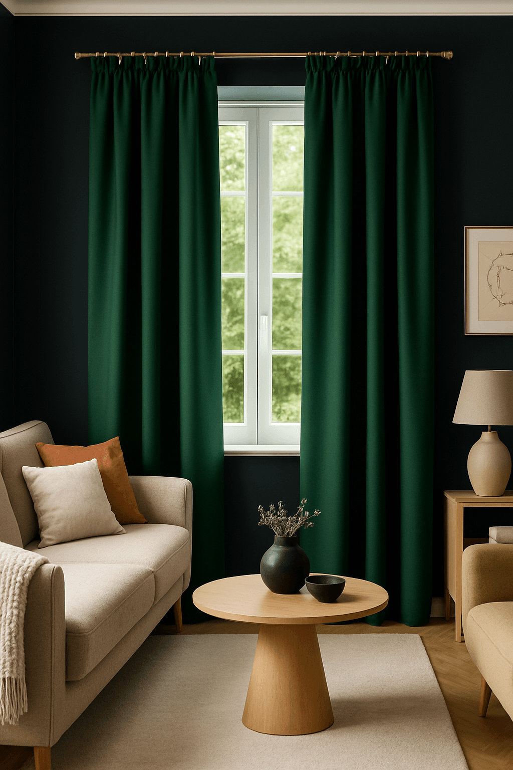 Zasłona zaciemniająca zielona z taśmą 3