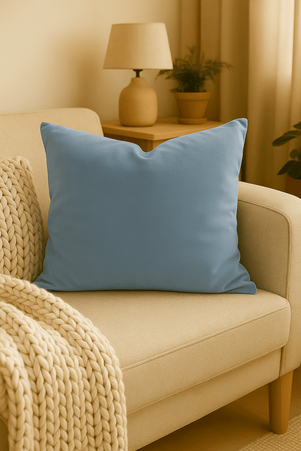 Poszewka welurowa błękitna 45x45