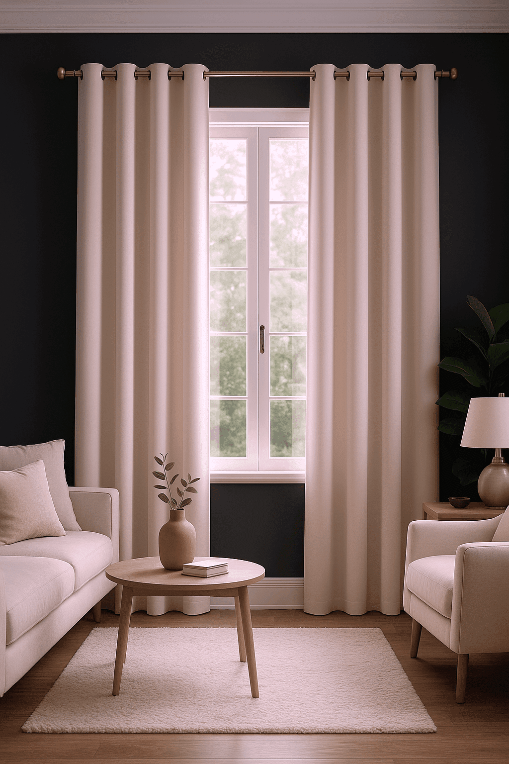 Zasłona zaciemniająca jasno-beżowa na przelotkach